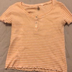 Yellow top with lettuce hem